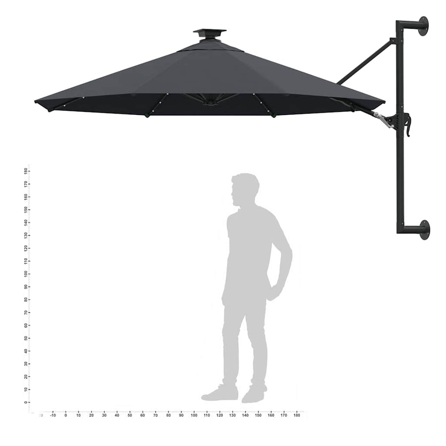 Wall-mounted Garden Parasol with LEDs 300 cm Anthracite