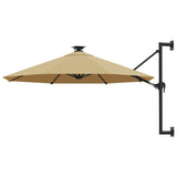 Wall-mounted Garden Parasol with LEDs 300 cm Taupe