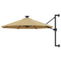Wall-mounted Garden Parasol with LEDs 300 cm Taupe