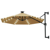 Wall-mounted Garden Parasol with LEDs 300 cm Taupe - Front View