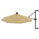 Wall-mounted Garden Parasol with LEDs 300 cm Taupe - Side View