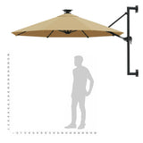 Wall-mounted Garden Parasol with LEDs 300 cm Taupe