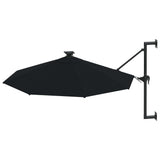 Wall-mounted Garden Parasol with LEDs 300 cm Black - Side View