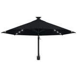 Wall-mounted Garden Parasol with LEDs 300 cm Black - Top-Down View