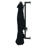Wall-mounted Garden Parasol with LEDs 300 cm Black - 45-Degree Angle