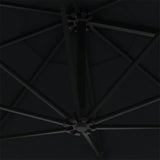 Wall-mounted Garden Parasol with LEDs 300 cm Black - Low Angle