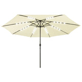 Garden Parasol with LED Lights 400 cm Sand - Front View