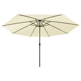Garden Parasol with LED Lights 400 cm Sand - Side View