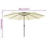 Garden Parasol with LED Lights 400 cm Sand - Close-Up Angle