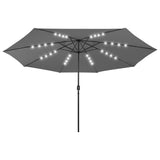 Garden Parasol with LED Lights 400 cm Anthracite - Front View