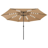 Garden Parasol with LED Lights 400 cm Taupe