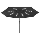 Garden Parasol with LED Lights 400 cm Black - Front View