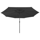 Garden Parasol with LED Lights 400 cm Black - Side View