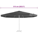 Replacement Fabric for Outdoor Parasol Anthracite 515 cm