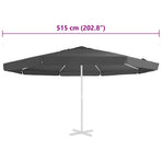 Replacement Fabric for Outdoor Parasol Anthracite 515 cm
