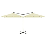 Double Garden Parasol with Steel Pole Sand 600x300 cm - Front View