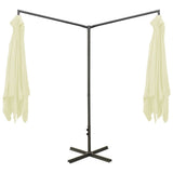 Double Garden Parasol with Steel Pole Sand 600x300 cm - Top-Down View