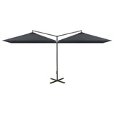 Double Garden Parasol with Steel Pole Anthracite 600x300 cm - Front View