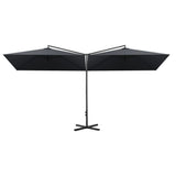 Double Garden Parasol with Steel Pole Anthracite 600x300 cm - Side View