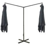 Double Garden Parasol with Steel Pole Anthracite 600x300 cm - Top-Down View