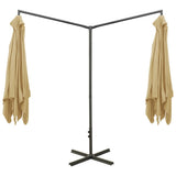 Double Garden Parasol with Steel Pole Taupe 600x300 cm - Top-Down View