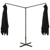 Double Garden Parasol with Steel Pole Black 600x300 cm - Top-Down View