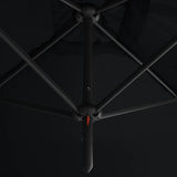 Double Garden Parasol with Steel Pole Black 600x300 cm - 45-Degree Angle