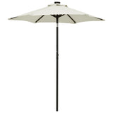 Garden Parasol with LED Lights Sand 200x211 cm Aluminium