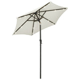 Garden Parasol with LED Lights Sand 200x211 cm Aluminium - Front View