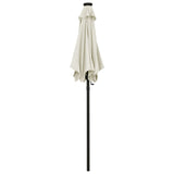 Garden Parasol with LED Lights Sand 200x211 cm Aluminium - Side View