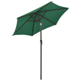 Garden Parasol with LED Lights Green 200x211 cm Aluminium - Top-Down View