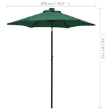 Garden Parasol with LED Lights Green 200x211 cm Aluminium - Extra Image