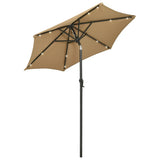 Garden Parasol with LED Lights Taupe 200x211 cm Aluminium - Front View