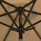 Garden Parasol with LED Lights Taupe 200x211 cm Aluminium - 45-Degree Angle