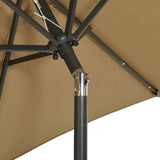 Garden Parasol with LED Lights Taupe 200x211 cm Aluminium - Rear View