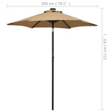 Garden Parasol with LED Lights Taupe 200x211 cm Aluminium