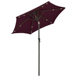Garden Parasol with LED Lights Bordeaux Red 200x211 cm Aluminium - Front View