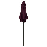Garden Parasol with LED Lights Bordeaux Red 200x211 cm Aluminium - Side View