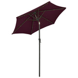Garden Parasol with LED Lights Bordeaux Red 200x211 cm Aluminium - Top-Down View