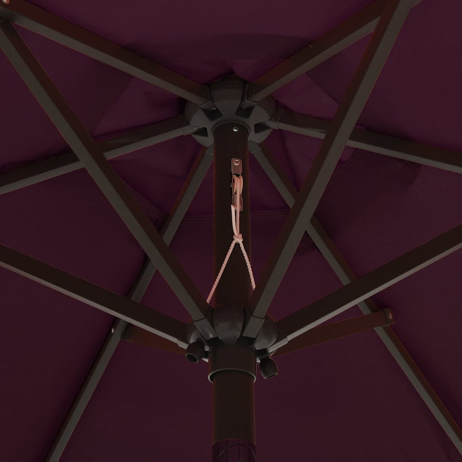 Garden Parasol with LED Lights Bordeaux Red 200x211cm Aluminium