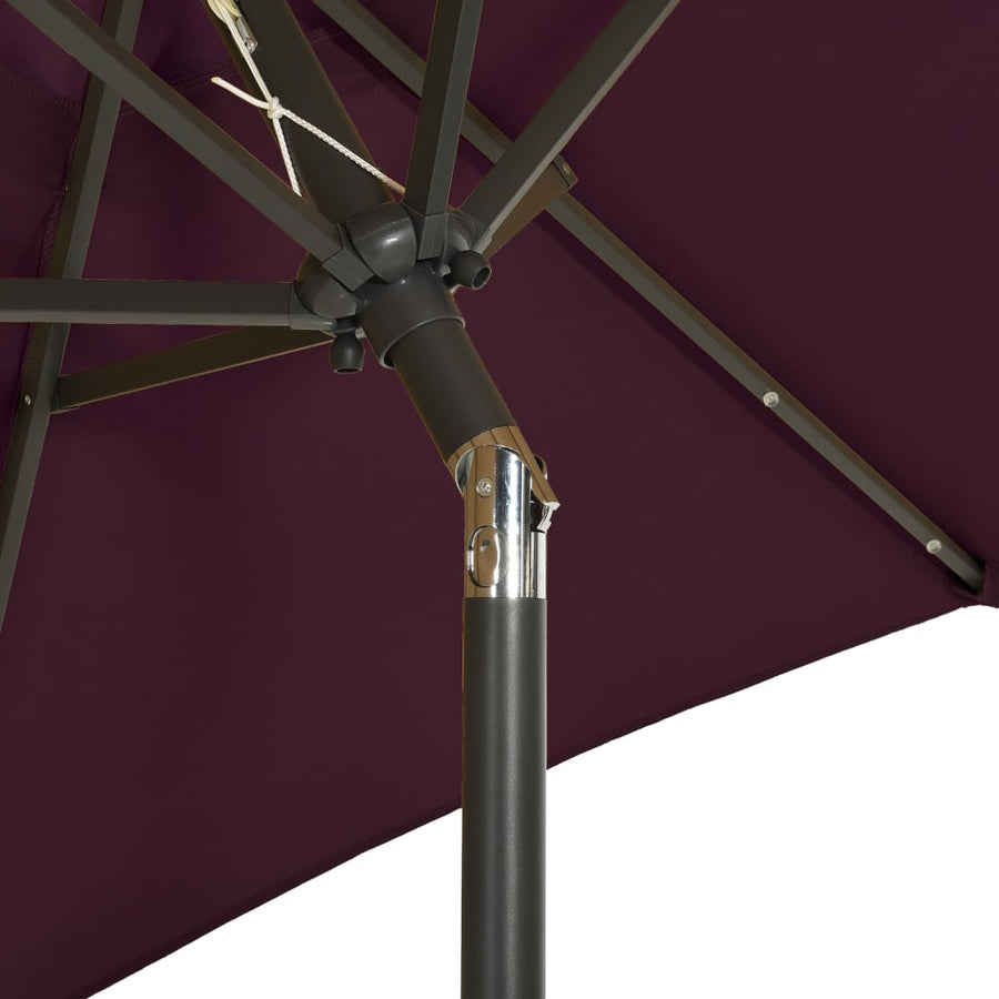 Garden Parasol with LED Lights Bordeaux Red 200x211cm Aluminium