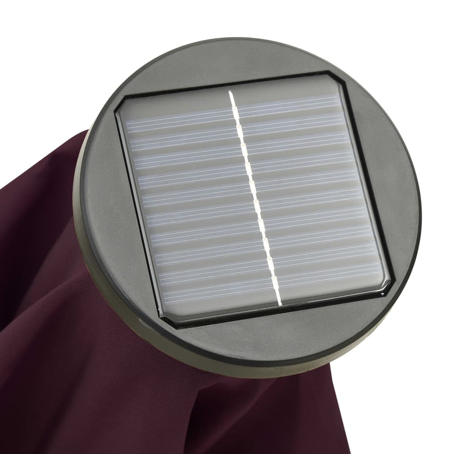 Garden Parasol with LED Lights Bordeaux Red 200x211cm Aluminium