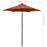 Garden Parasol with LED Lights Terracotta 200x211 cm Aluminium - Extra Image