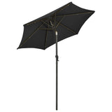 Garden Parasol with LED Lights Black 200x211 cm Aluminium - Top-Down View