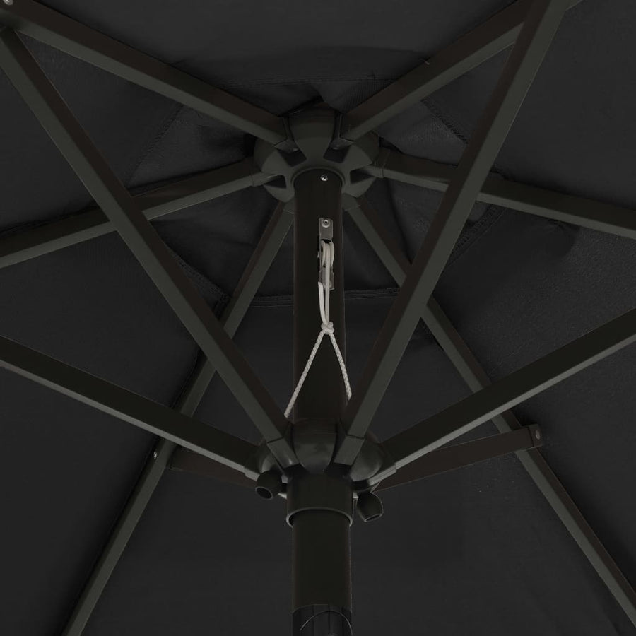 Garden Parasol with LED Lights Black 200x211 cm Aluminium