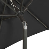 Garden Parasol with LED Lights Black 200x211 cm Aluminium