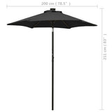 Garden Parasol with LED Lights Black 200x211 cm Aluminium