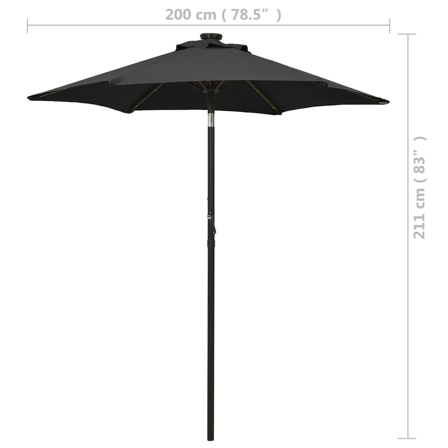 Garden Parasol with LED Lights Black 200x211 cm Aluminium