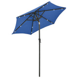 Garden Parasol with LED Lights Azure Blue 200x211 cm Aluminium - Front View