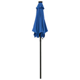 Garden Parasol with LED Lights Azure Blue 200x211 cm Aluminium - Side View